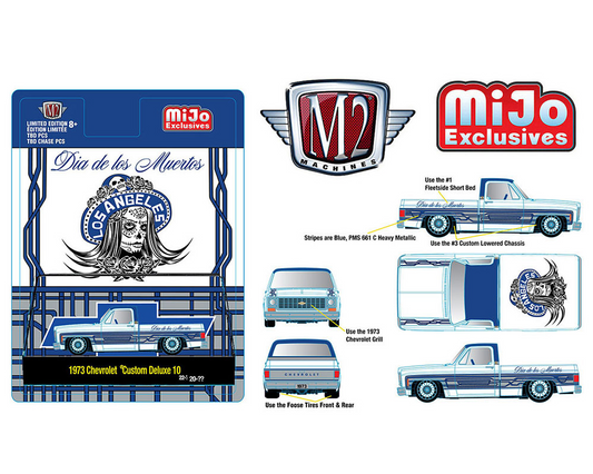 M2 Machines 1:64 Mijo Exclusives 1973 Chevrolet Custom Deluxe 10 Truck - Dias De Los Muertos - 2022 Limited Edition
