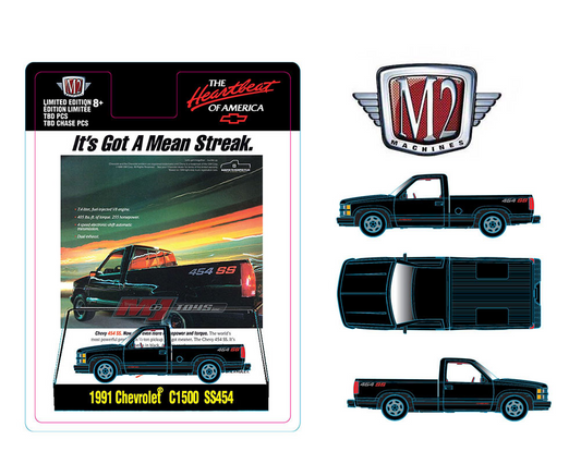 M2 Machines 1:64 Hobby Exclusive 1991 Chevrolet C1500 SS 454 STOCK Black - 31500-HS42