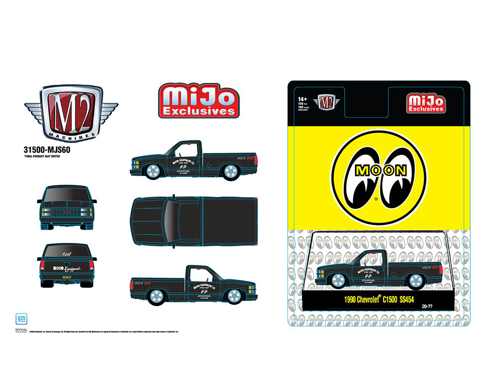 M2 Machines 1:64 1990 Chevrolet C1500 454SS Pickup Moon Equipment Matte Black - Mijo Exclusives