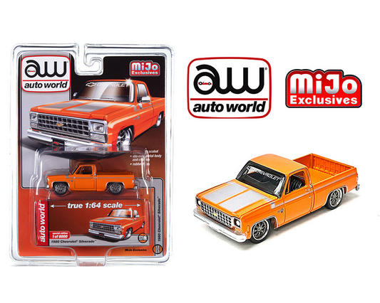 Auto World 1:64 Mijo Exclusives 1980 Chevrolet Silverado Custom Orange Limited 6,000 Pieces