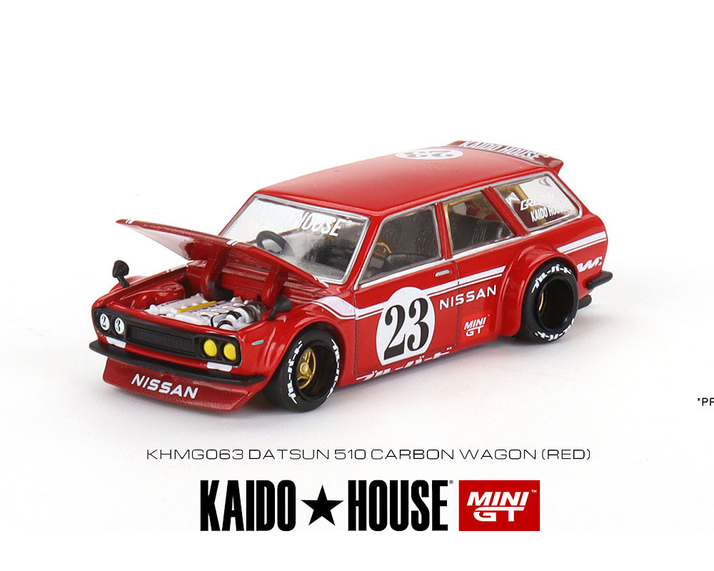 Kaido House x Mini GT 1:64 Datsun KAIDO 510 Wagon CARBON FIBER V2 - Red - Limited Edition